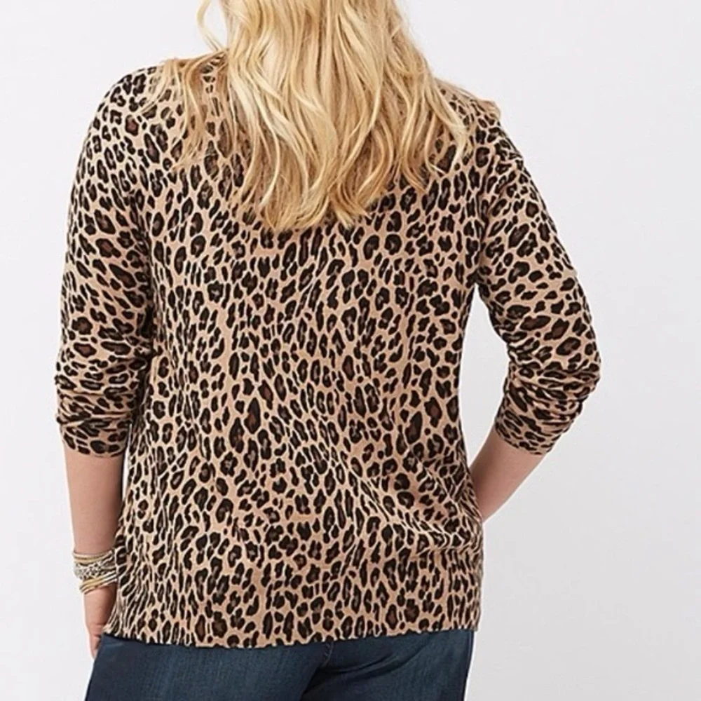 🐆 Lane Bryant, Leopard Print Knit Cardigan